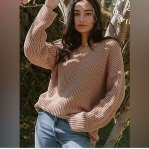 NWT Jenni Kayne organic Cotton Cabin Sweater sz XL in rose blush dusty pink